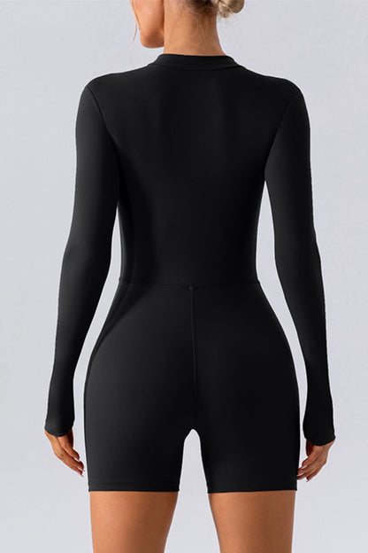 Long Sleeve Active Half Zip Romper