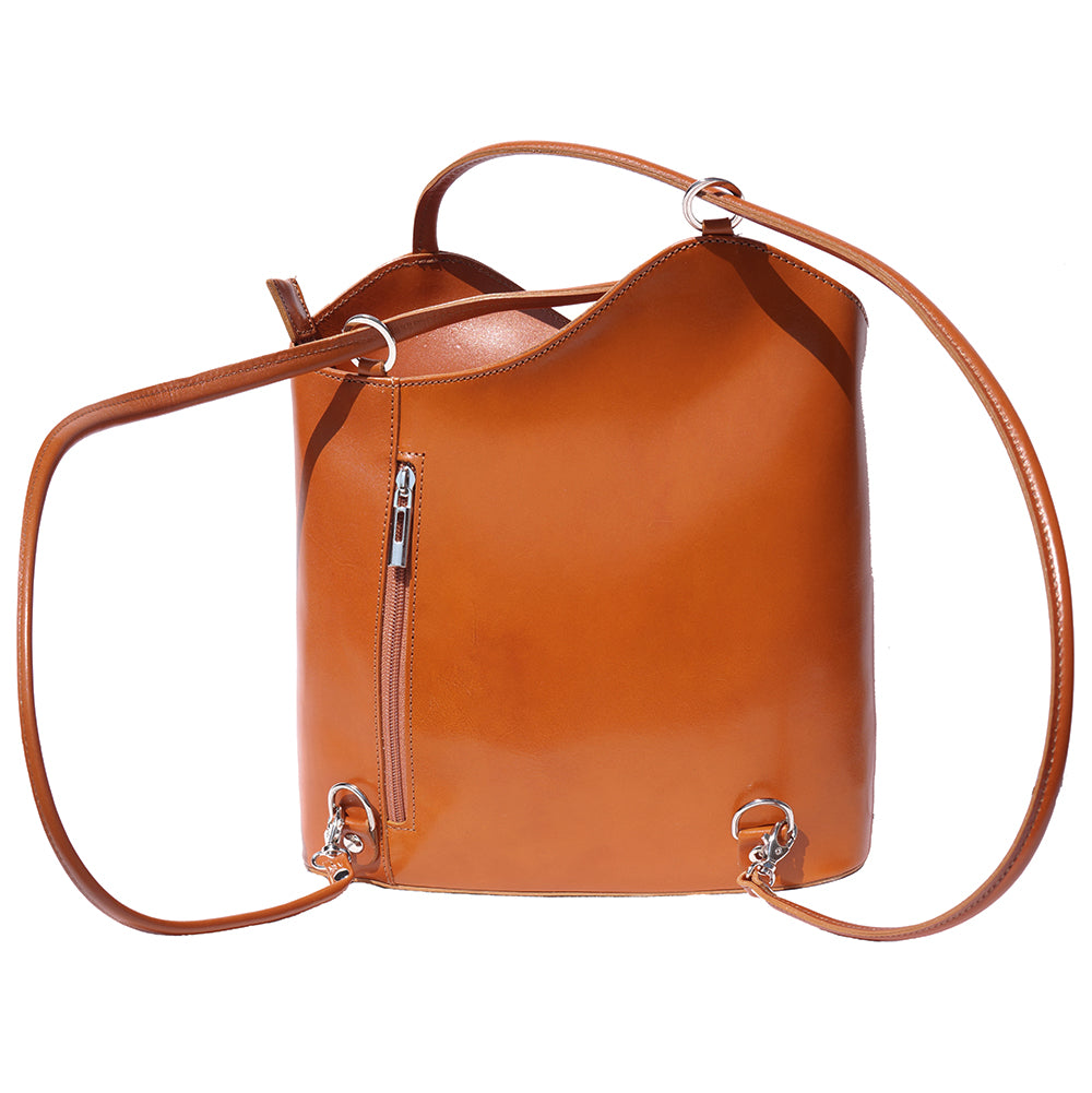 Cloe Leather Convertible Shoulder Bag and Backpack - Made In Italy