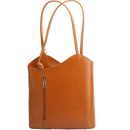 Cloe Leather Convertible Shoulder Bag and Backpack - Made In Italy