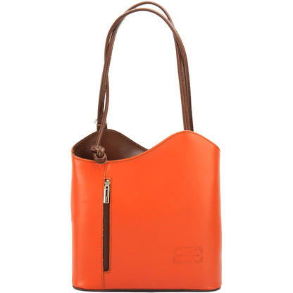 Cloe Leather Convertible Shoulder Bag and Backpack - Made In Italy