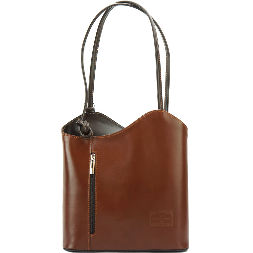 Cloe Leather Convertible Shoulder Bag and Backpack - Made In Italy