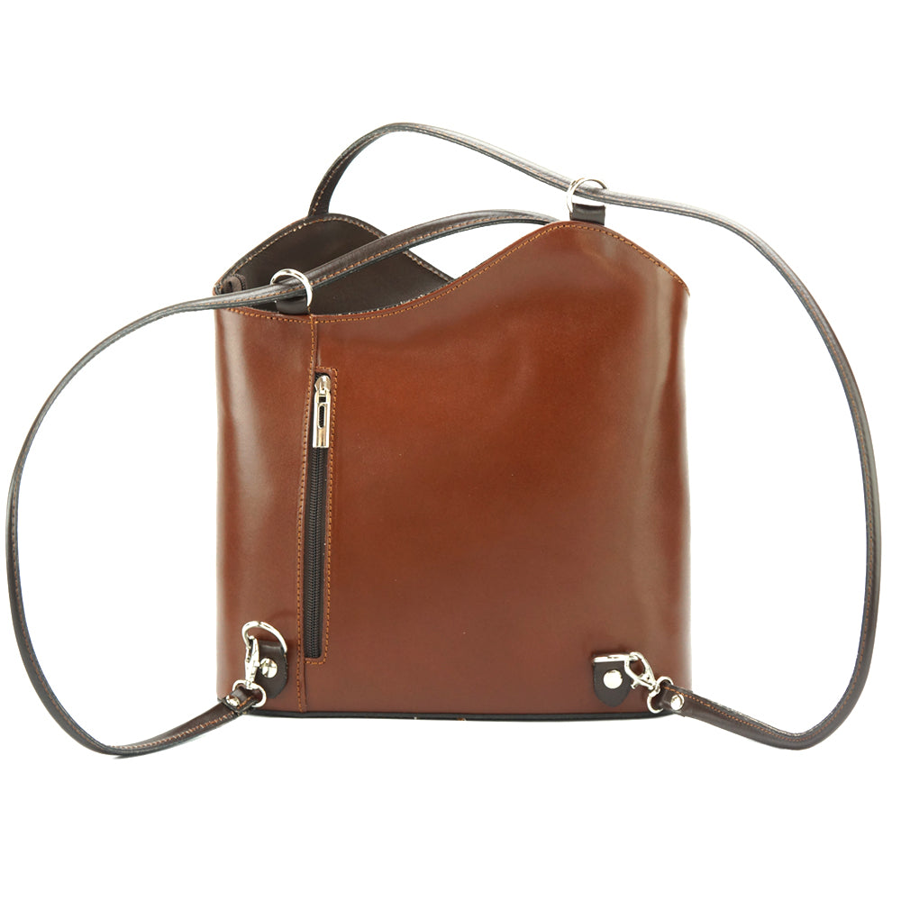 Cloe Leather Convertible Shoulder Bag and Backpack - Made In Italy