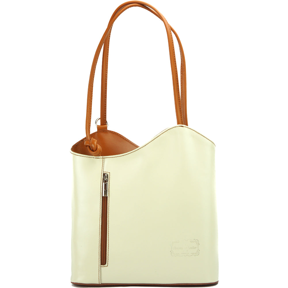 Cloe Leather Convertible Shoulder Bag and Backpack - Made In Italy