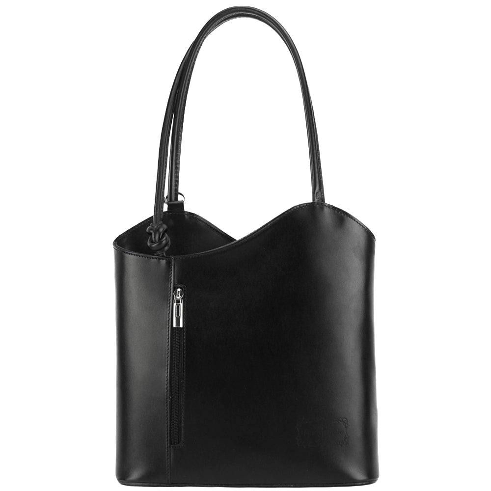 Cloe Leather Convertible Shoulder Bag and Backpack - Made In Italy