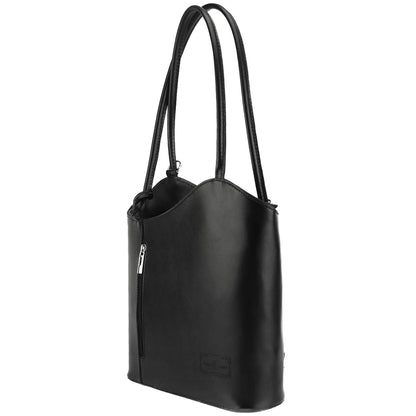 Cloe Leather Convertible Shoulder Bag and Backpack - Made In Italy