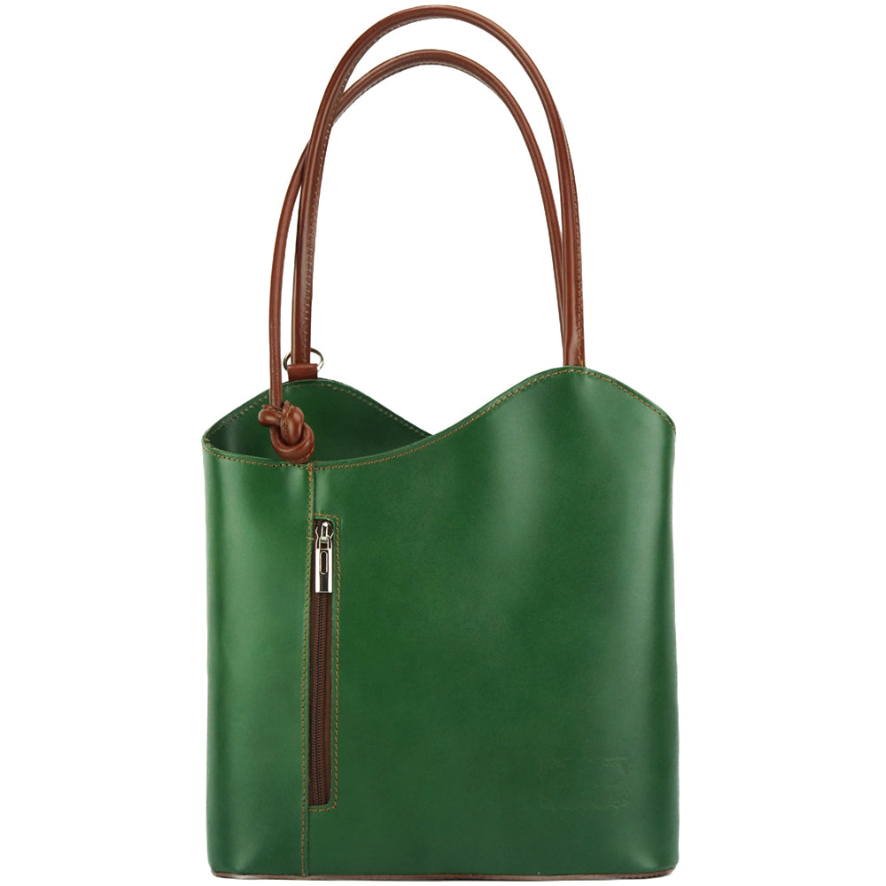 Cloe Leather Convertible Shoulder Bag and Backpack - Made In Italy