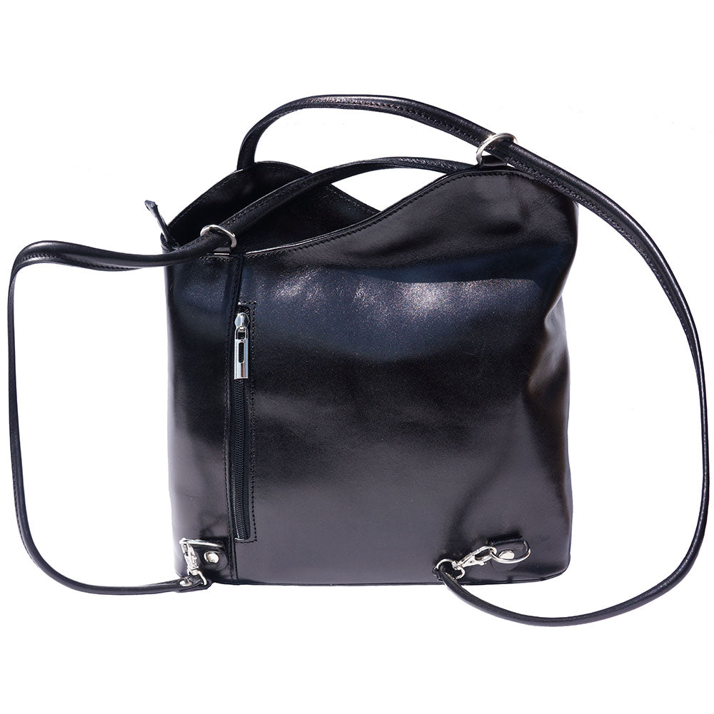 Cloe Leather Convertible Shoulder Bag and Backpack - Made In Italy