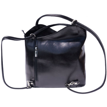 Cloe Leather Convertible Shoulder Bag and Backpack - Made In Italy