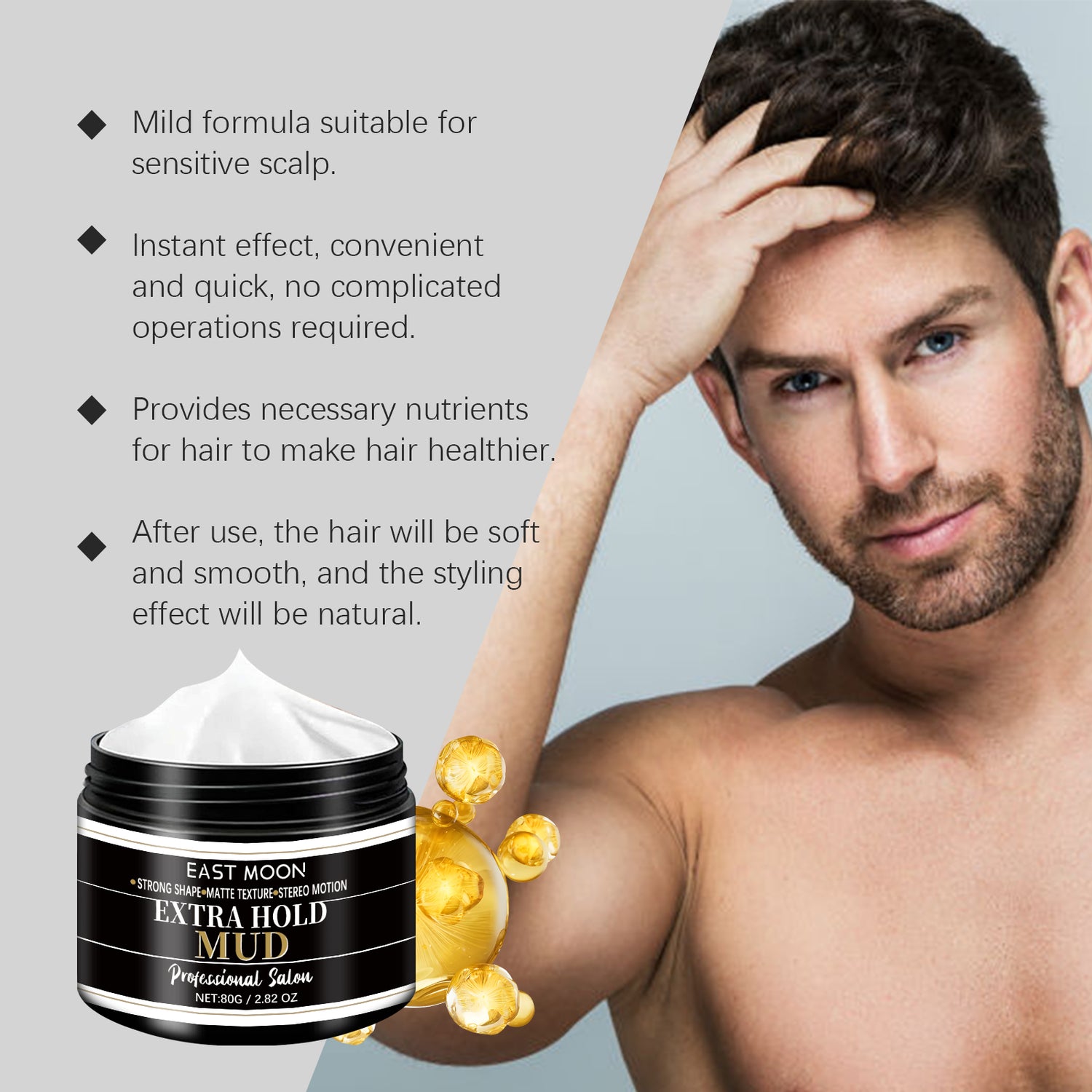 East Moon Hair Styling Cream Broken Hair Lanugo Hair Bangs Styling Long-Lasting Natural Styling Refreshing Styling Hair Wax