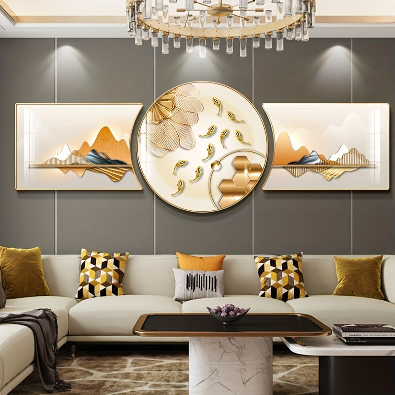 3pcs Art decorative painting, Christmas Deer, HD printing, a set of 3pcs, resin border, Bohemian style wall decoration