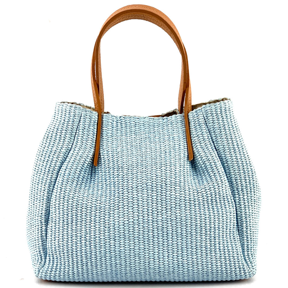 Ludmilla Handmade Raffia and Leather Bag - Made In Italy