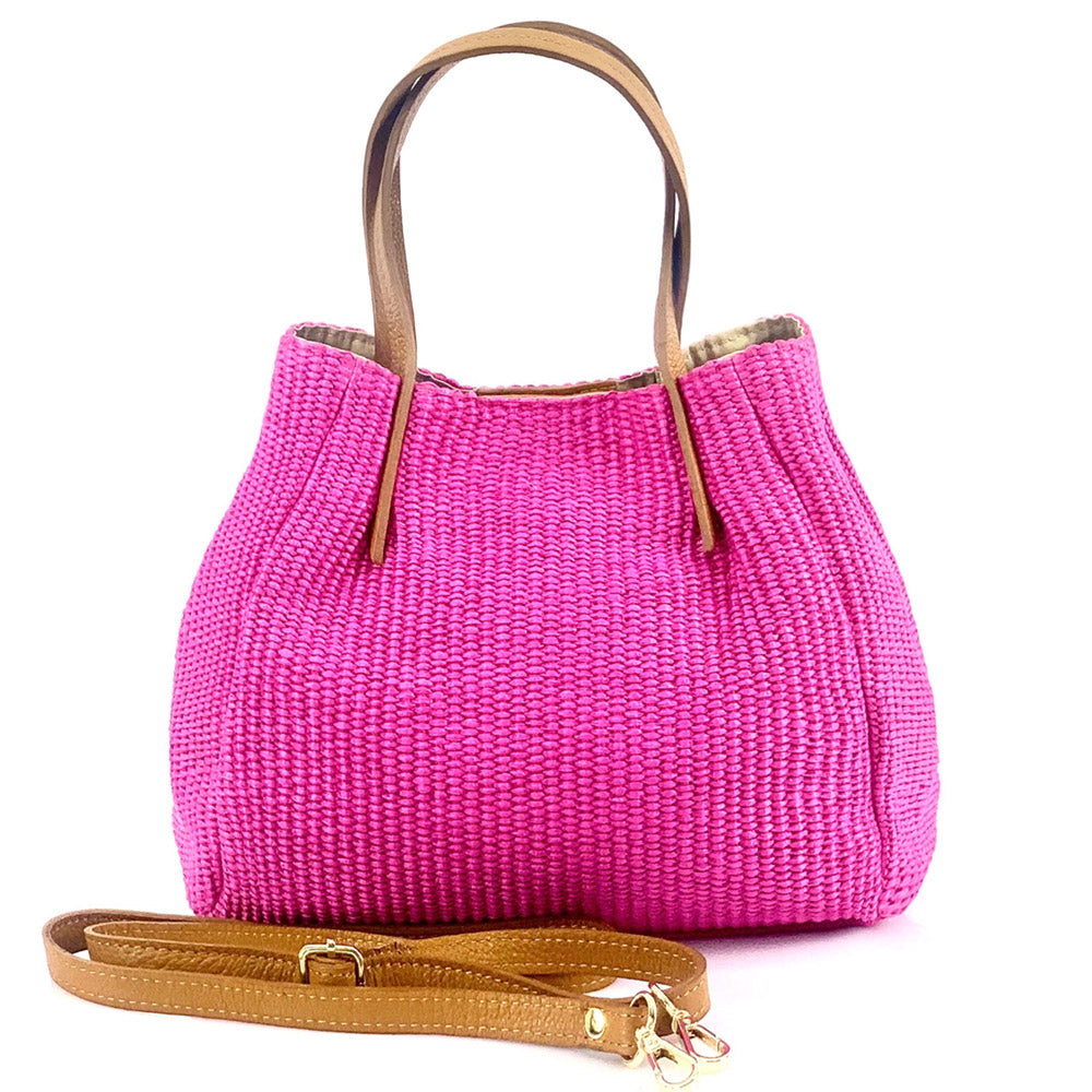 Ludmilla Handmade Raffia and Leather Bag - Made In Italy