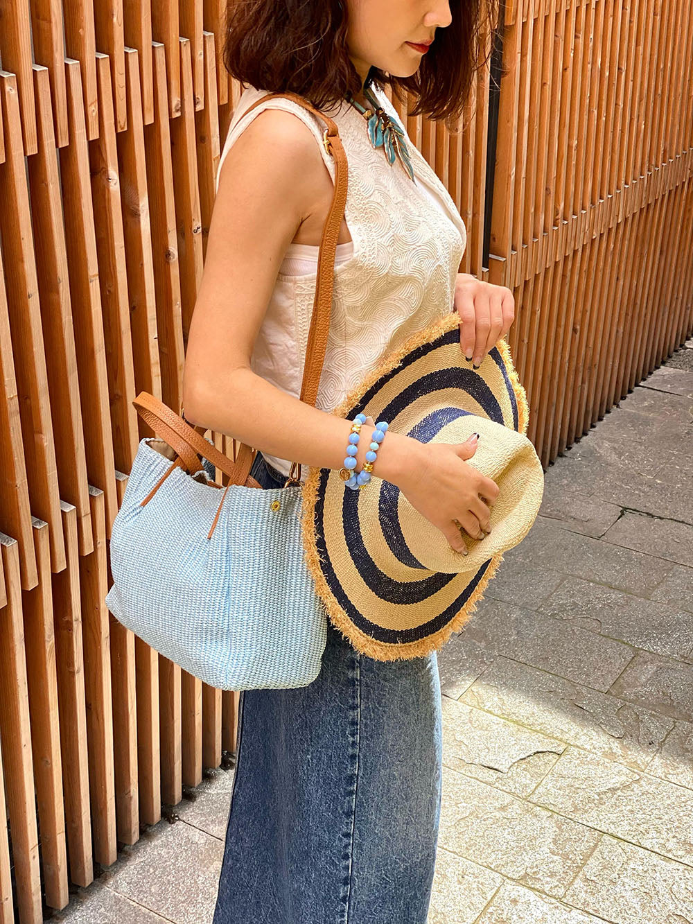 Ludmilla Handmade Raffia and Leather Bag - Made In Italy