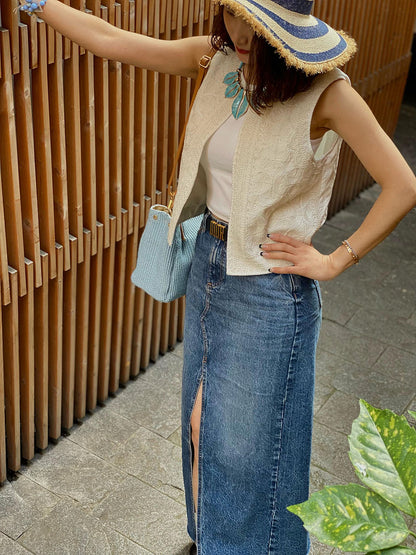 Ludmilla Handmade Raffia and Leather Bag - Made In Italy