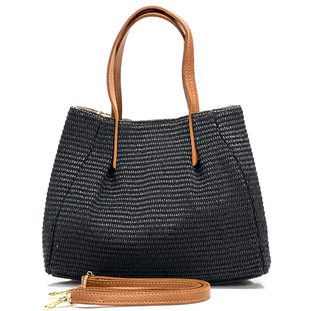 Ludmilla Handmade Raffia and Leather Bag - Made In Italy