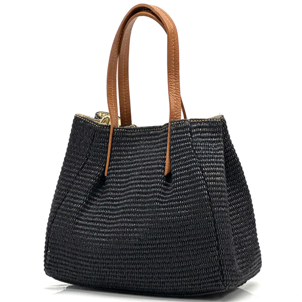 Ludmilla Handmade Raffia and Leather Bag - Made In Italy