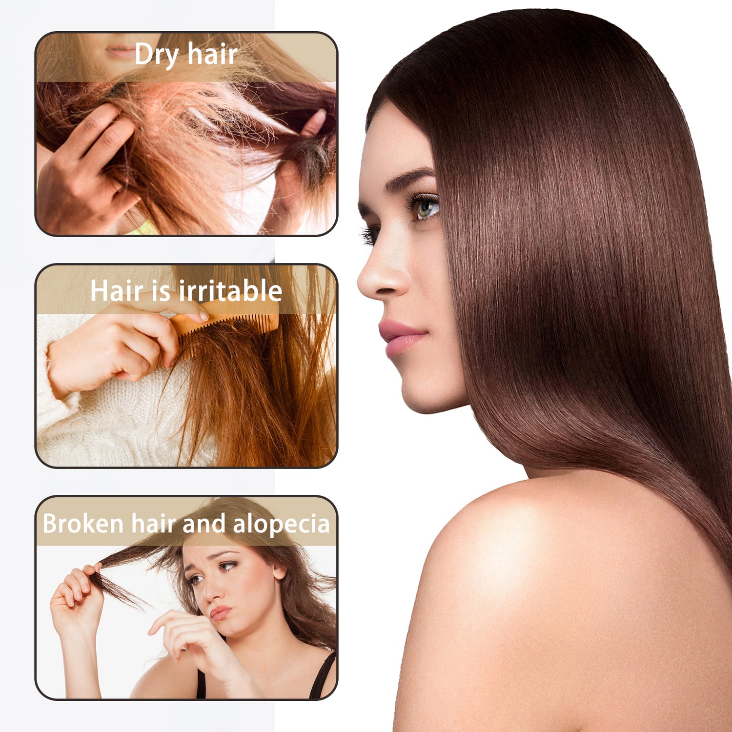 OUHOE Keratin Repair Hair Mask, Free Steam Repair Silk Smooth Hot Dyeing Moisturizing Care Hair Mask