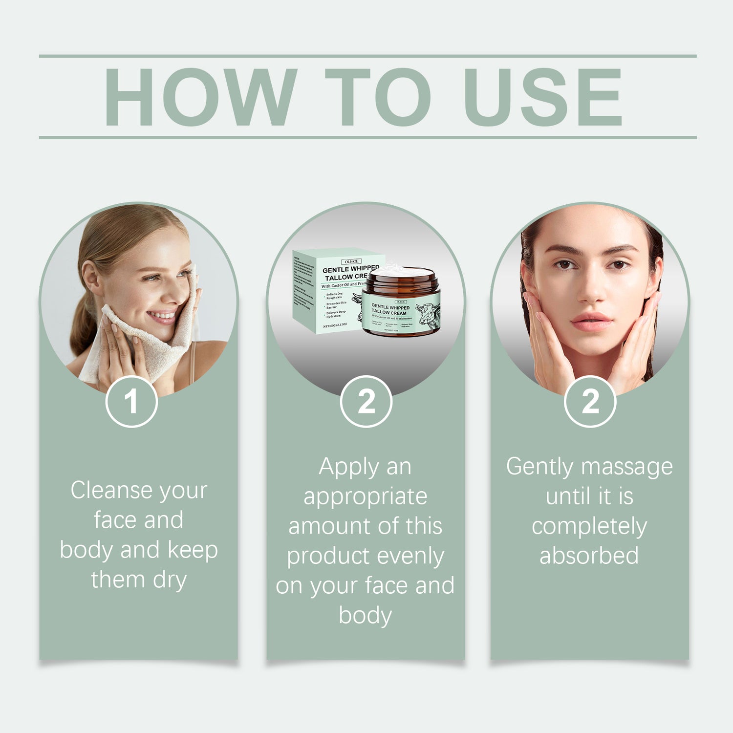OUHOE Tallow Moisturizing Moisturizer, Gentle Care Moisturizing Creamy Creamy Cream To Improve Skin Elasticity