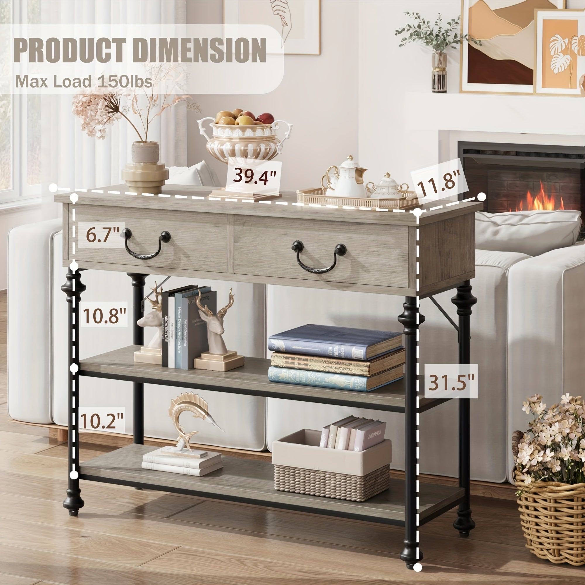 Console Table - Versatile Sofa Table Elegant - Brown
