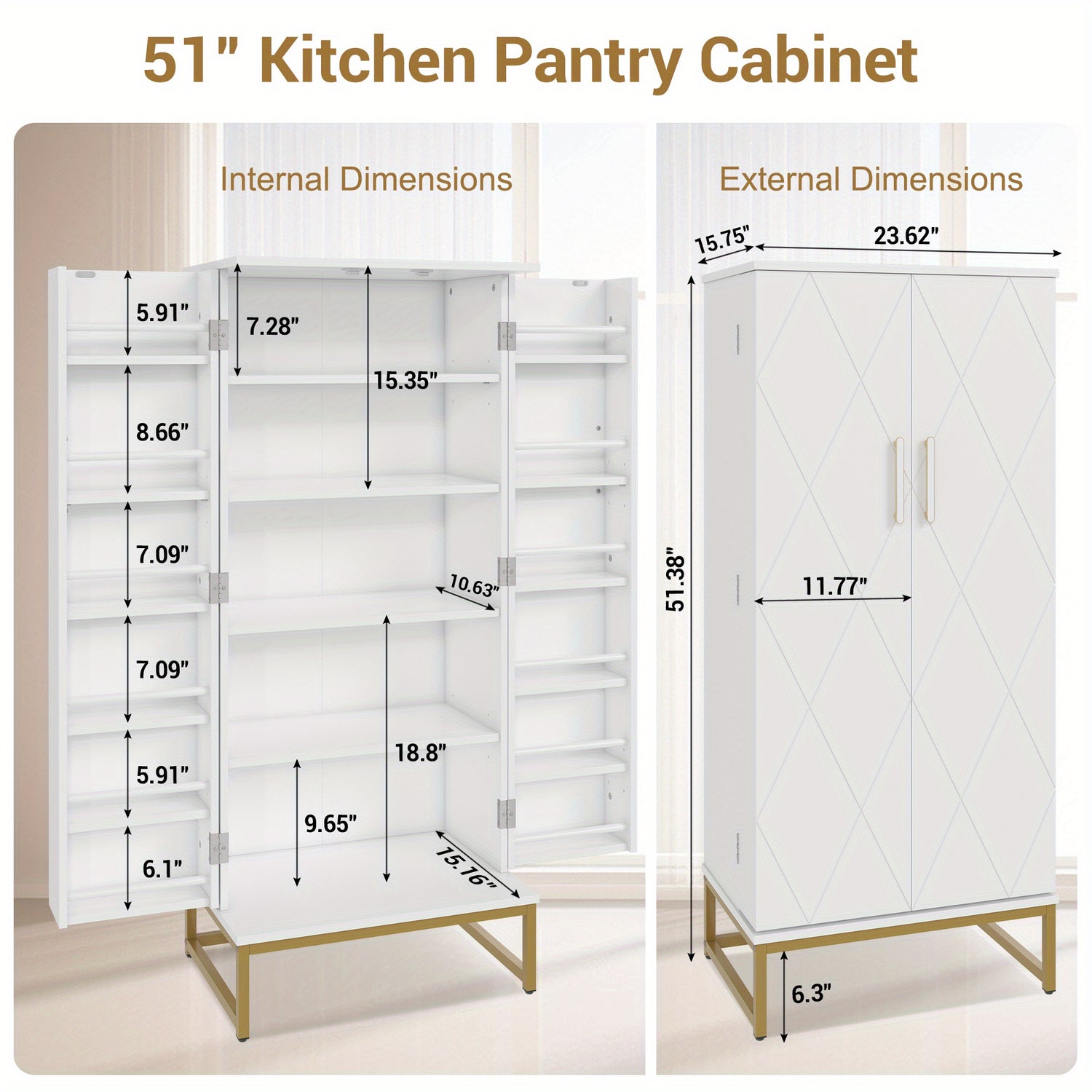 51&quot; Office Cabinet with Adjustable Shelves, Office Organization Storage Cabinet