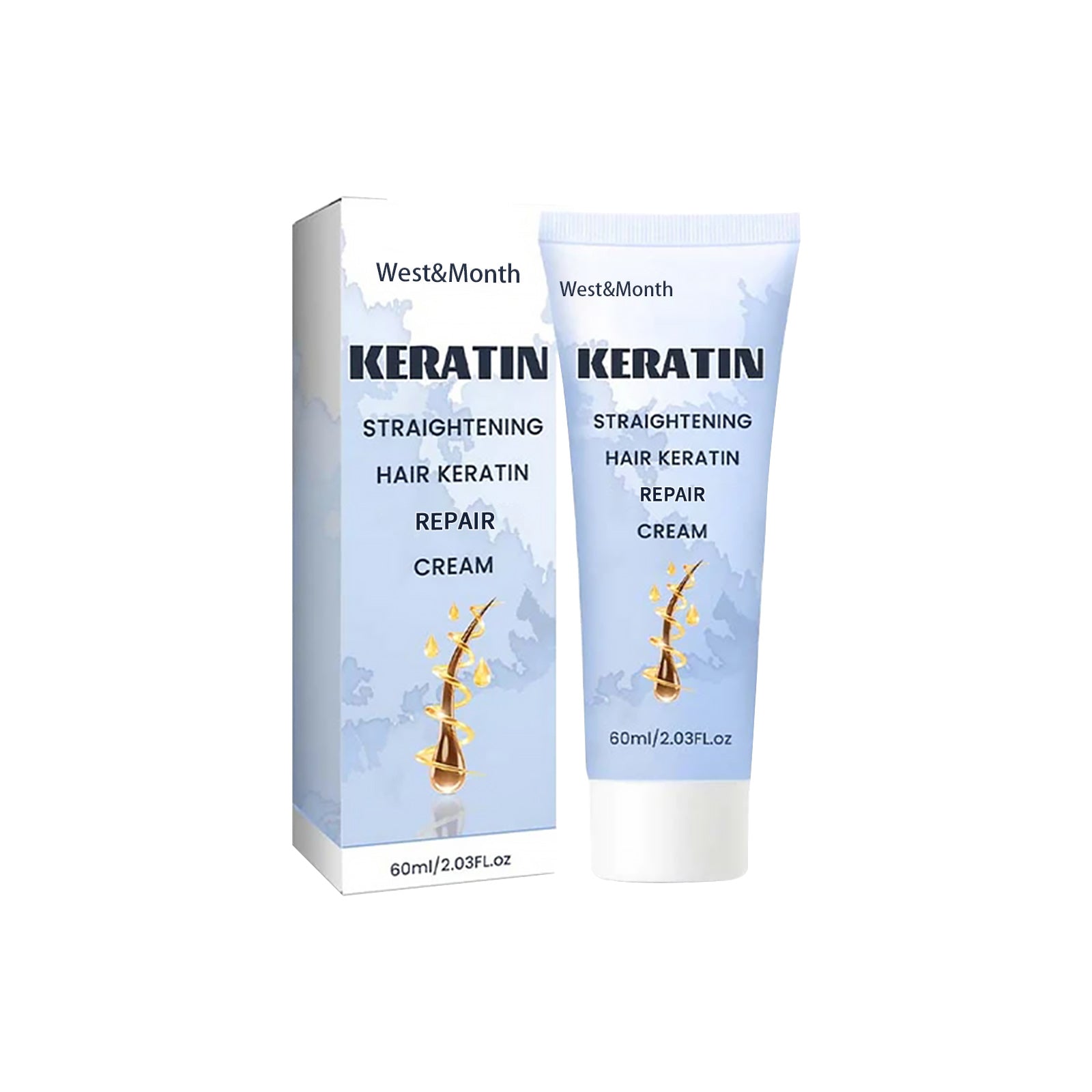 West&amp;Month Straightening Hair Keratin Ratin Repair Cream, Repair Silky Hair Care Moisturizing Hair Mask Treatment Cream