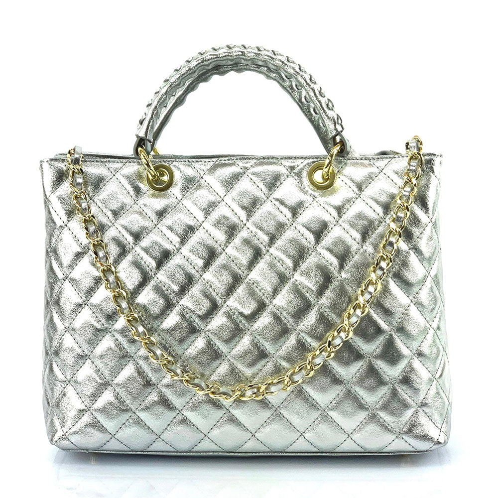 Severa Italian Genuine Leather Quilted Handbag - Made In Italy
