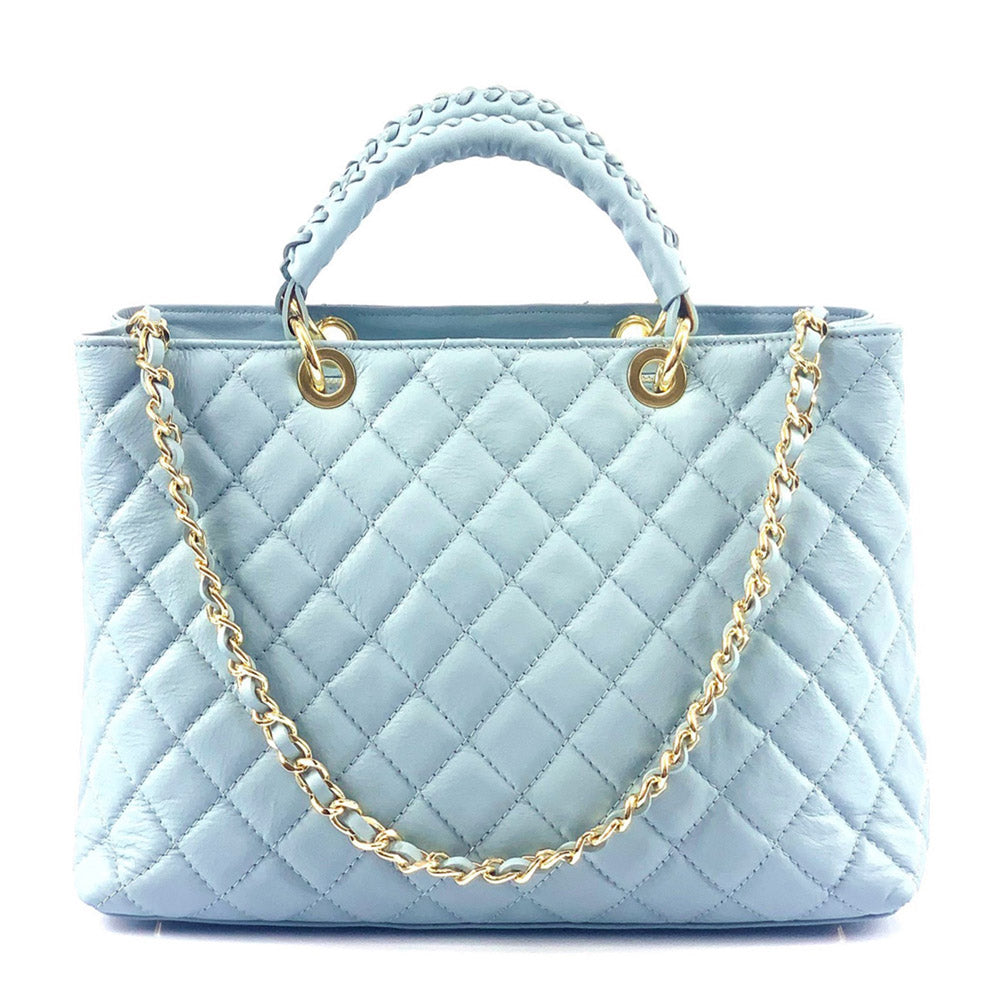 Severa Italian Genuine Leather Quilted Handbag - Made In Italy