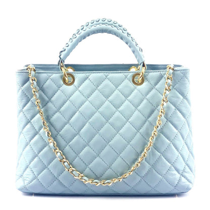 Severa Italian Genuine Leather Quilted Handbag - Made In Italy