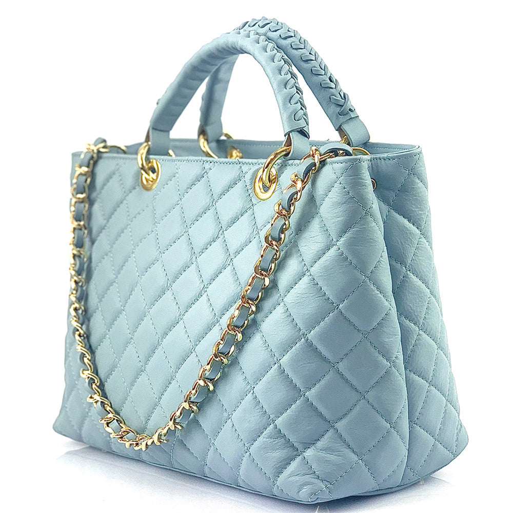 Severa Italian Genuine Leather Quilted Handbag - Made In Italy