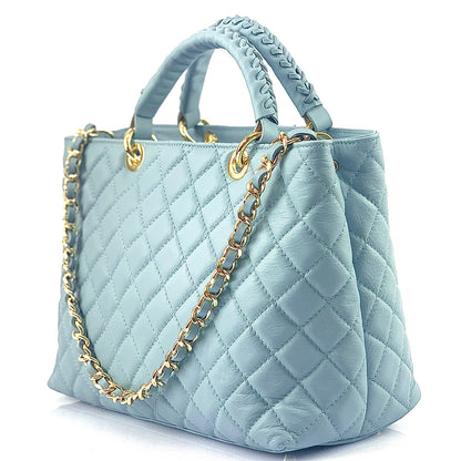Severa Italian Genuine Leather Quilted Handbag - Made In Italy