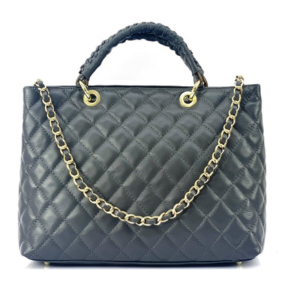 Severa Italian Genuine Leather Quilted Handbag - Made In Italy