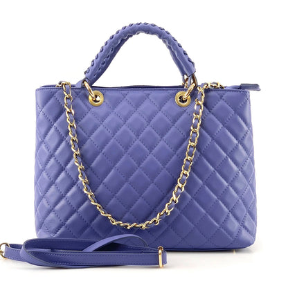 Severa Italian Genuine Leather Quilted Handbag - Made In Italy