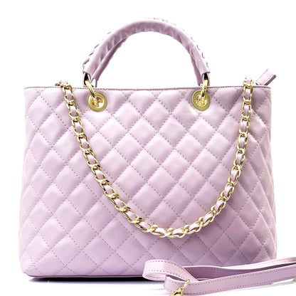 Severa Italian Genuine Leather Quilted Handbag - Made In Italy