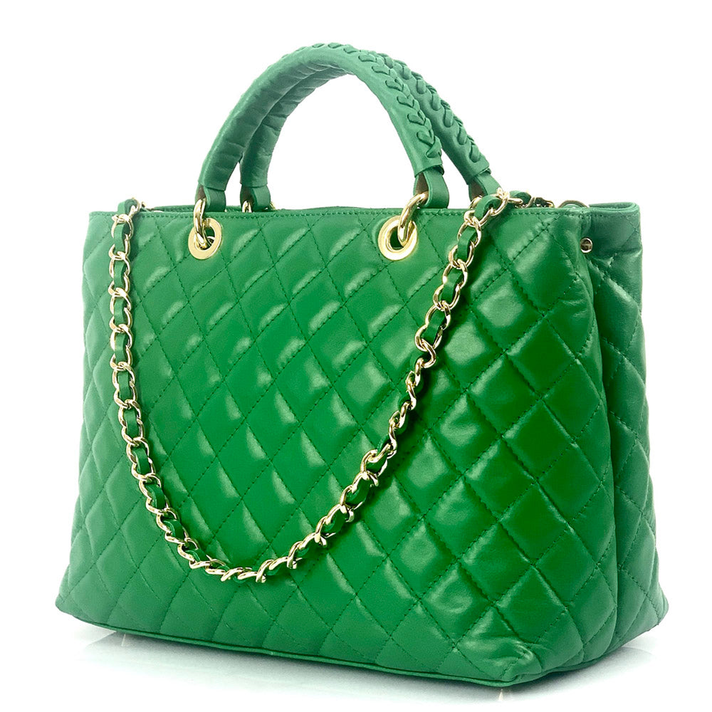 Severa Italian Genuine Leather Quilted Handbag - Made In Italy