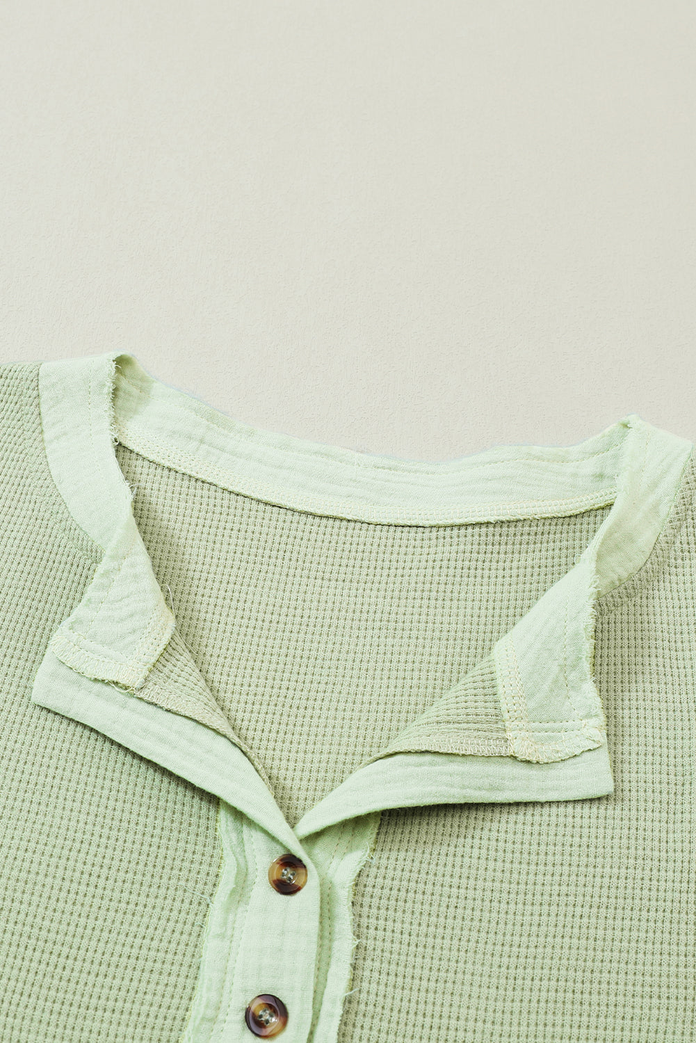 Laurel Green Waffle Knit Textured Henley Top