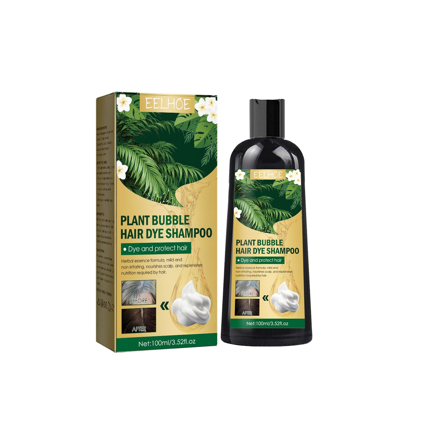 Plant Bubble Hair Natural Black Hair Dark Hair Hair Care Easy Color Lasting Mild Not Irritating
