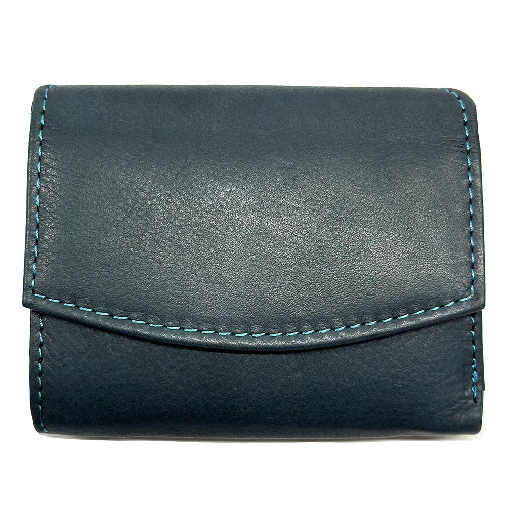 Liora Minimalist RFID Leather Mini Trifold Wallet - Made In Italy