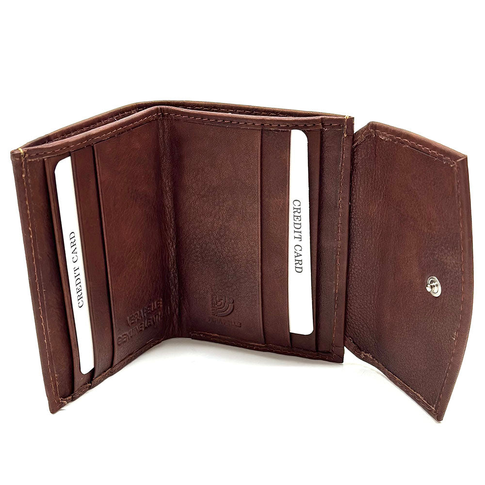 Liora Minimalist RFID Leather Mini Trifold Wallet - Made In Italy