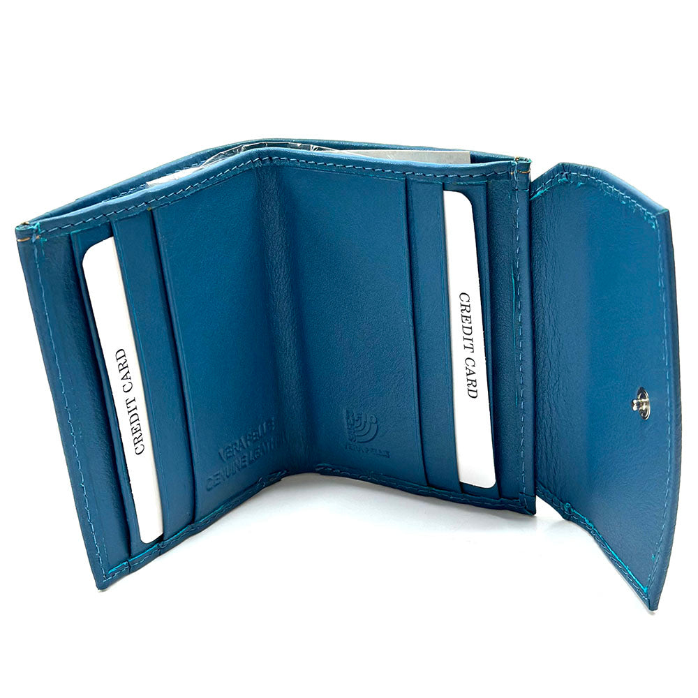 Liora Minimalist RFID Leather Mini Trifold Wallet - Made In Italy
