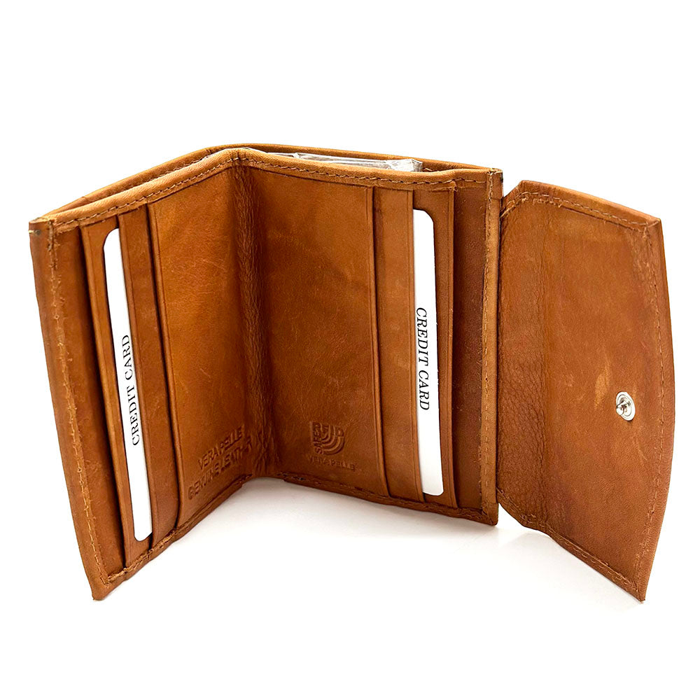 Liora Minimalist RFID Leather Mini Trifold Wallet - Made In Italy