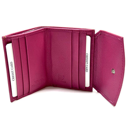 Liora Minimalist RFID Leather Mini Trifold Wallet - Made In Italy
