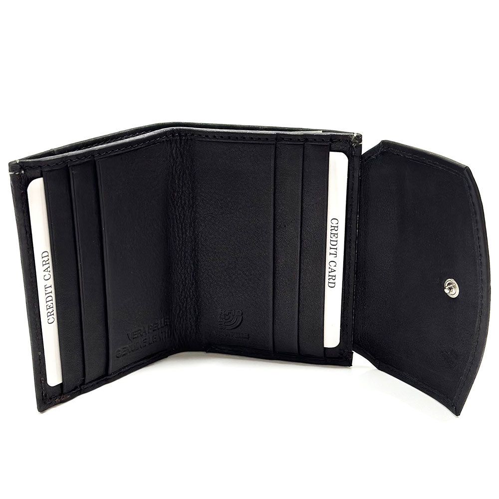 Liora Minimalist RFID Leather Mini Trifold Wallet - Made In Italy