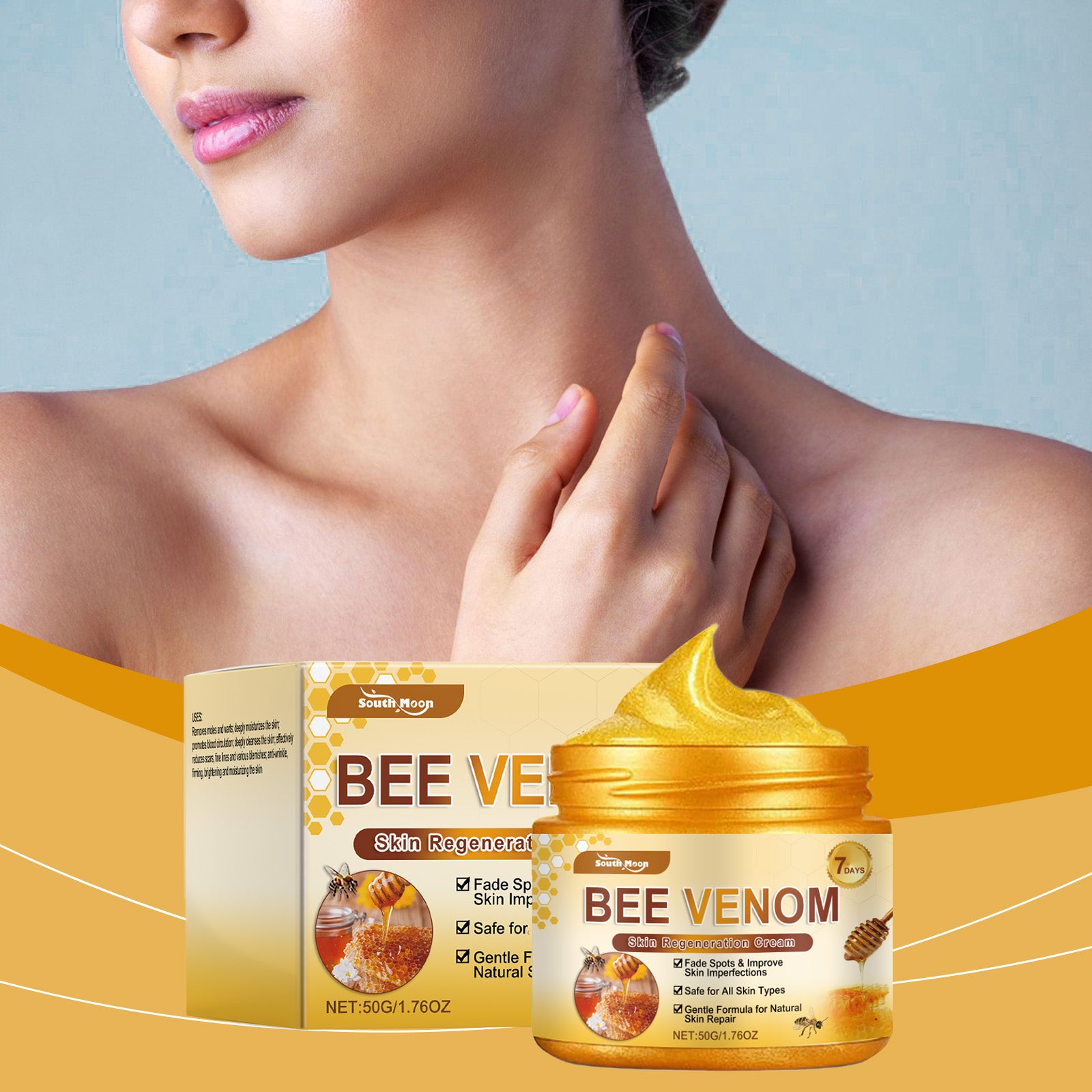 South Moon Bee Venom Multi-Effect Skin Care Cream, Moisturizing, Hydrating, Smooth And Delicate Gentle Skin Care Cream