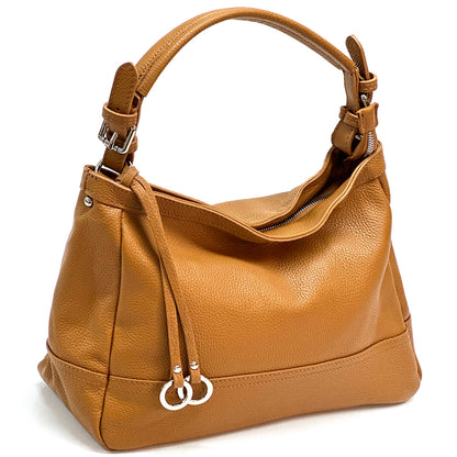 Elena Hobo Italian Leather Shoulder Bag - Made In Italy