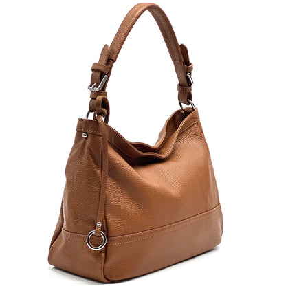 Elena Hobo Italian Leather Shoulder Bag - Made In Italy