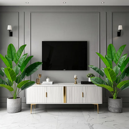 2pcs Realistic Artificial Banana Plants, Outdoor Artificial Green Plant with 24 Large Leaves, Suitable for Indoor/Outdoor Decoration