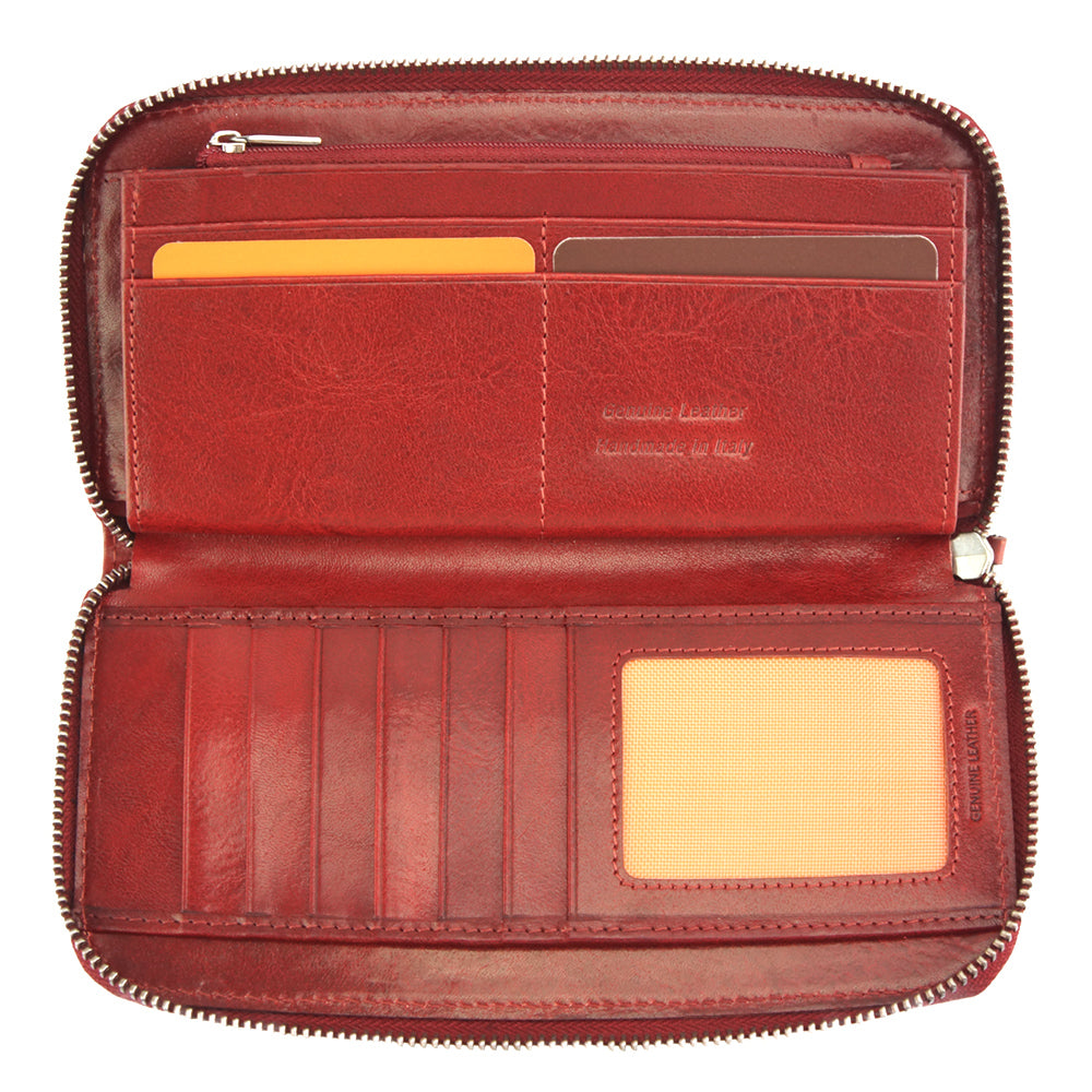 ZIPPY V Vegetable Tanned Cow Leather Wallet - Made In Italy
