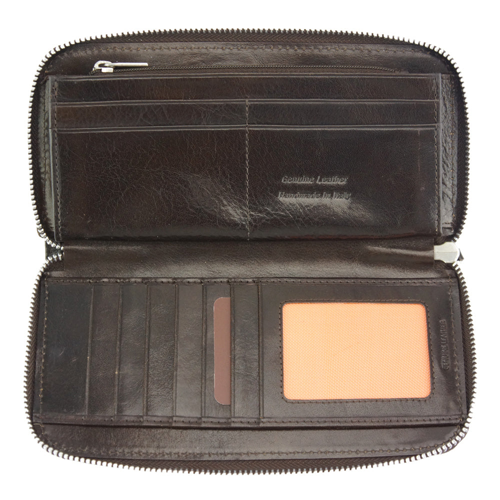 ZIPPY V Vegetable Tanned Cow Leather Wallet - Made In Italy