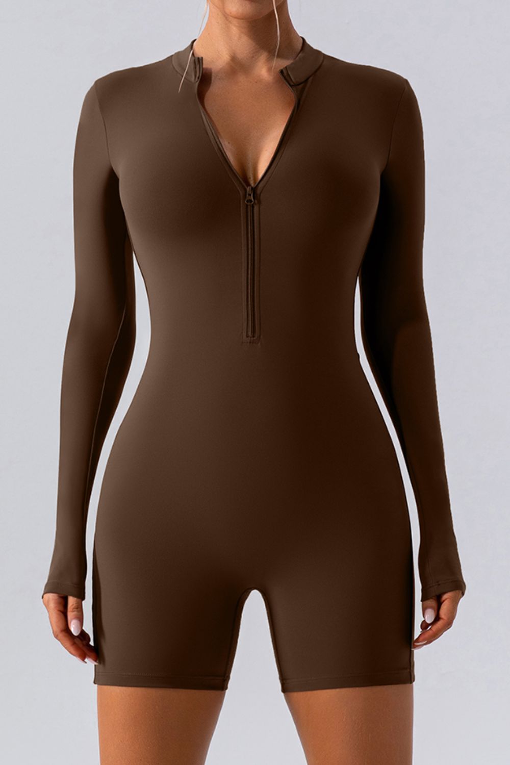 Long Sleeve Active Half Zip Romper