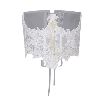 Fishbone Bust Support Shapewear Fringe Bead Waist Tying Strap Sexy Bralette